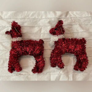 Christmas 90’s reindeer tinsel ornament bundle of 2